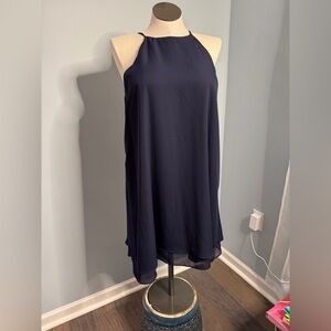 Elegant Navy Blue Sleeveless Dress